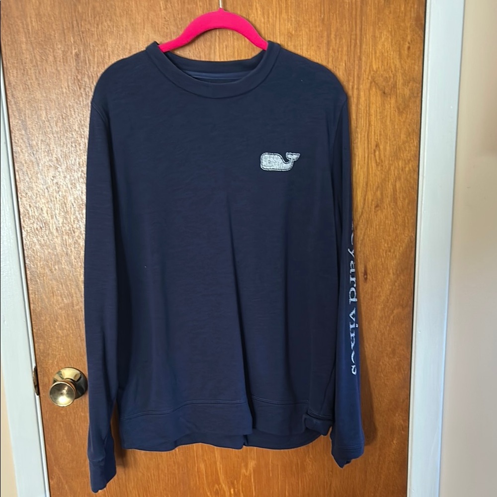 Vineyard Vines Navy Blue Crewneck with Sleeve Logo